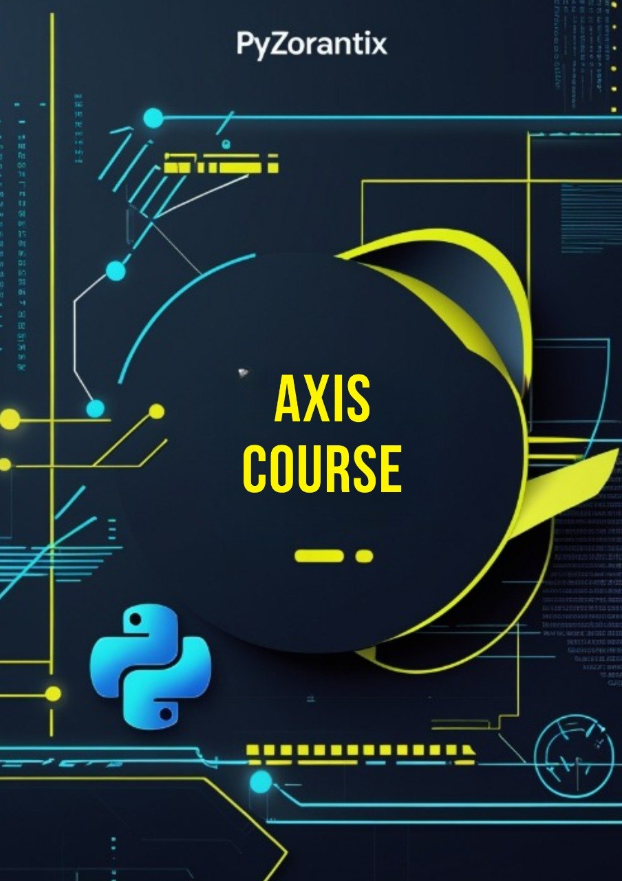 Promotional graphic for a PyZorantix Axis Course with technical design elements on a dark background.