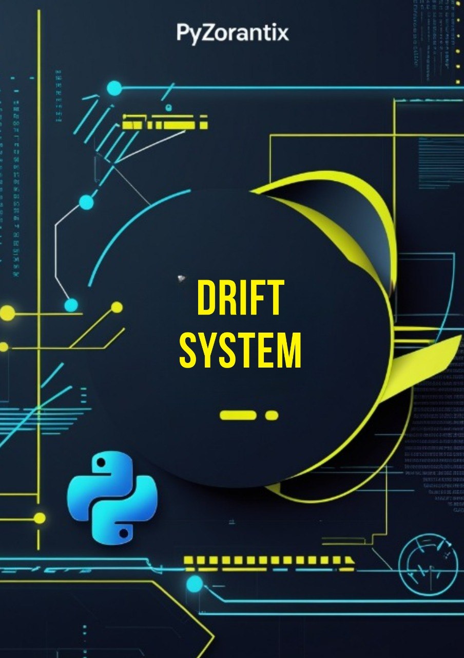 Cover of 'Drift System' by PyZorantix with technical design elements on a dark background.