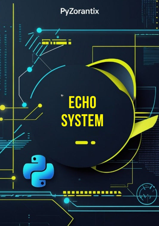 Promotional graphic for PyZorantix Echo System with Python logo on a dark background