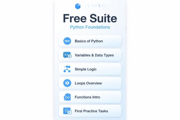 Free Suite Python Foundations course outline on a white background