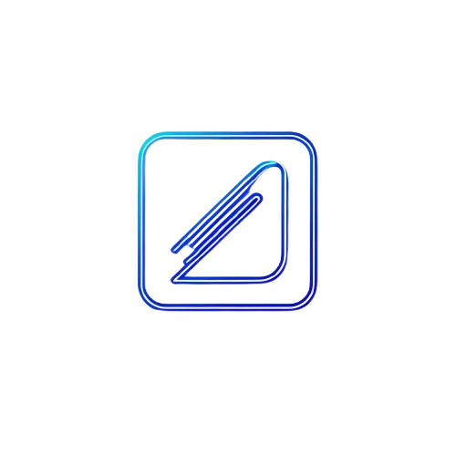 Blue icon of a pen on a white background